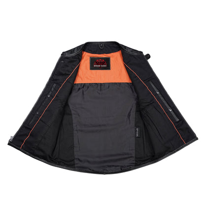 Men's Black Leather SWAT Style Motorcycle Vest - view 5