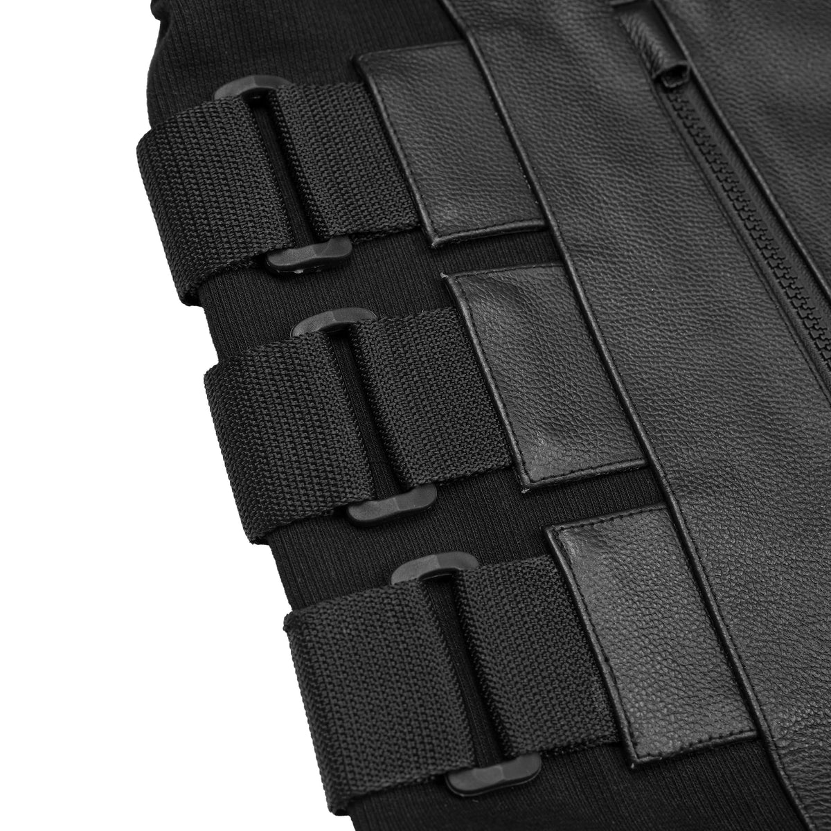 Men's Black Leather SWAT Style Motorcycle Vest - view 9