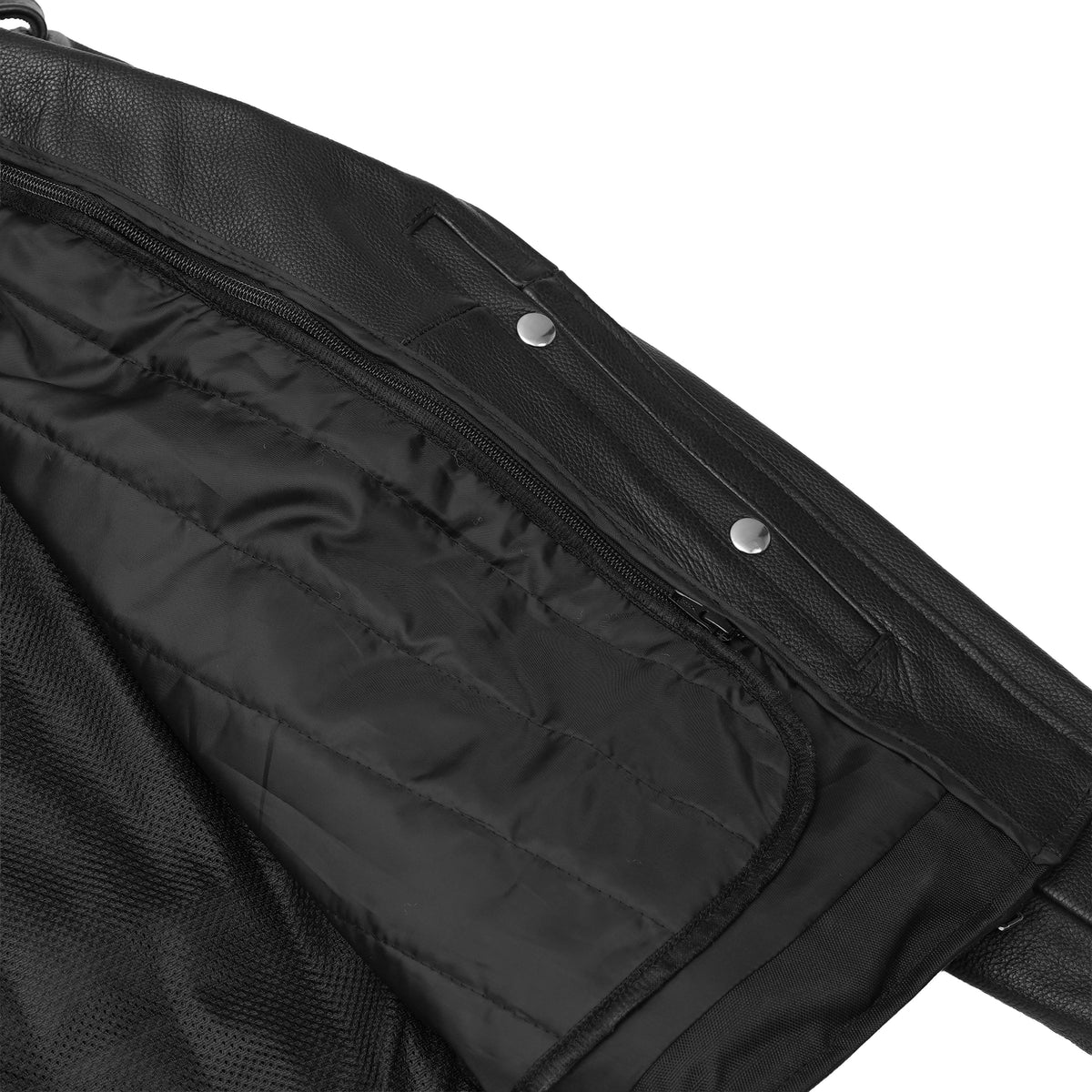 Men's Classic Side Lace Police Black Leather Motorcycle Jacket - view 7