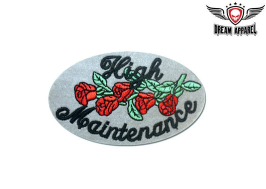 Red Roses High Maintenance Motorcycle Patch