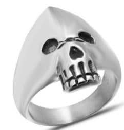 R13 Stainless Steel Hooded Skull Biker Ring