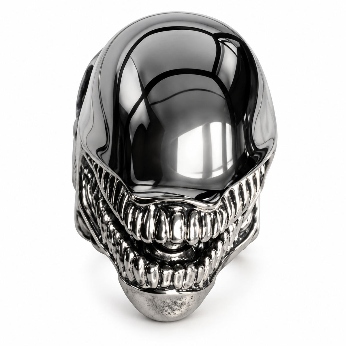 R151 Stainless Steel Alien Skull Biker Ring