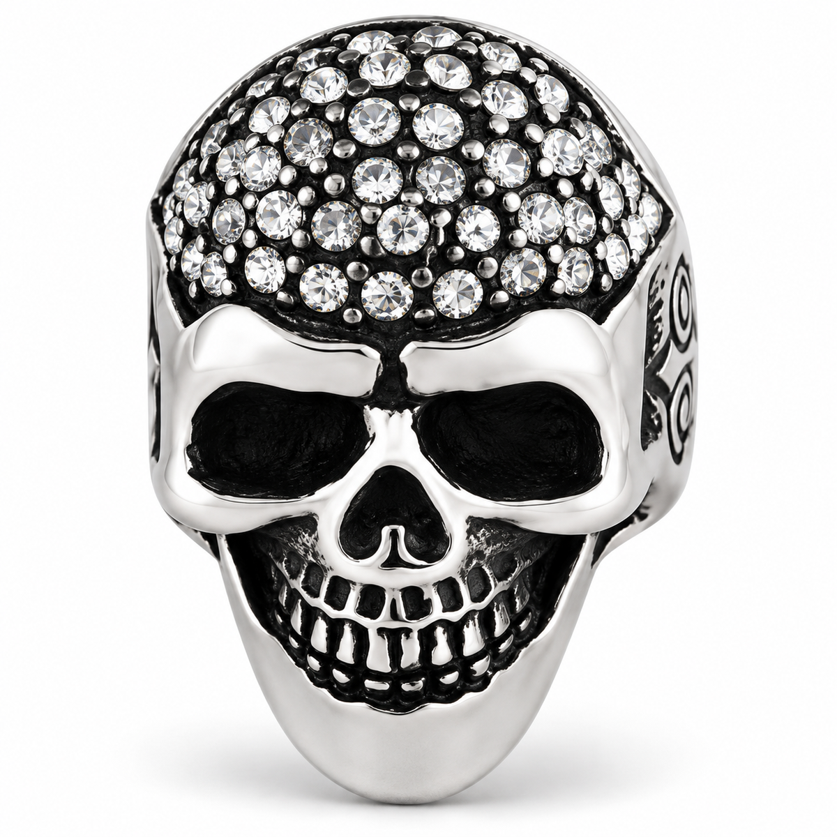 R155 Stainless Steel Diamond Head Biker Ring