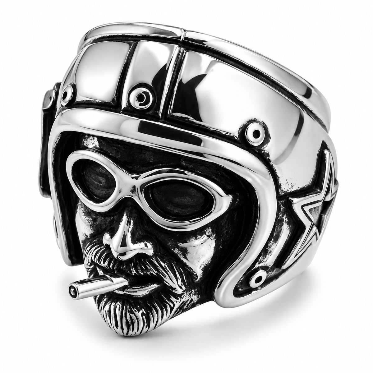 R162 Stainless Steel Ride Pilot Biker Ring