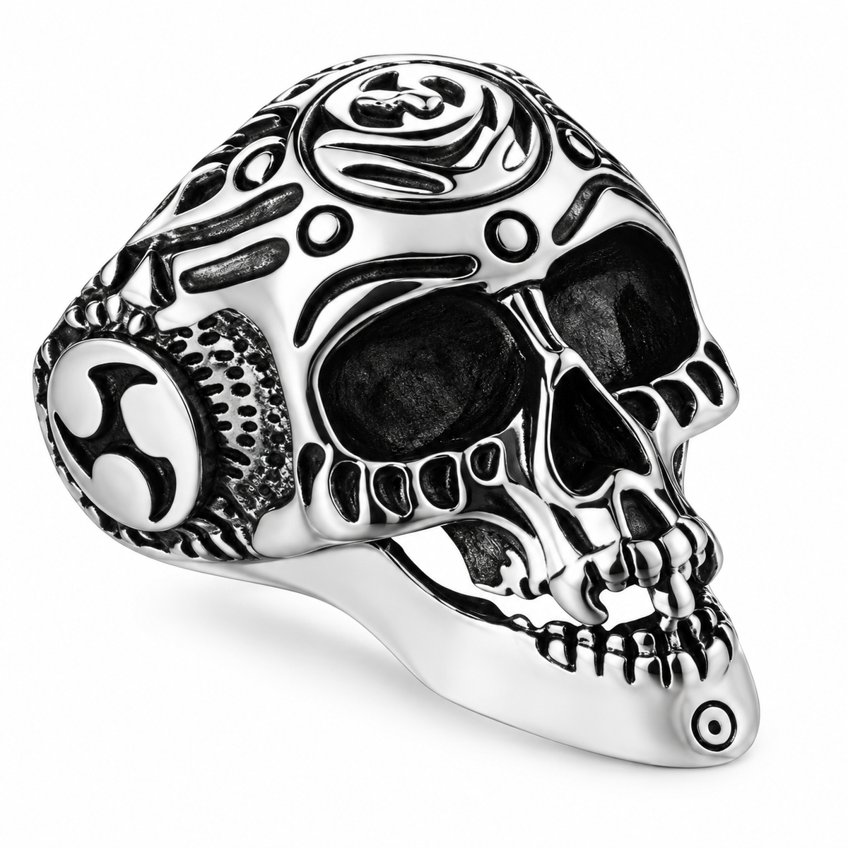 R164 Stainless Steel Laid Back Biker Ring