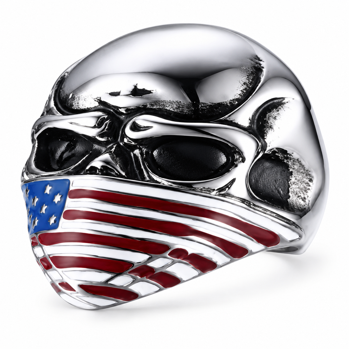 R165 Stainless Steel Flag Face Biker Ring