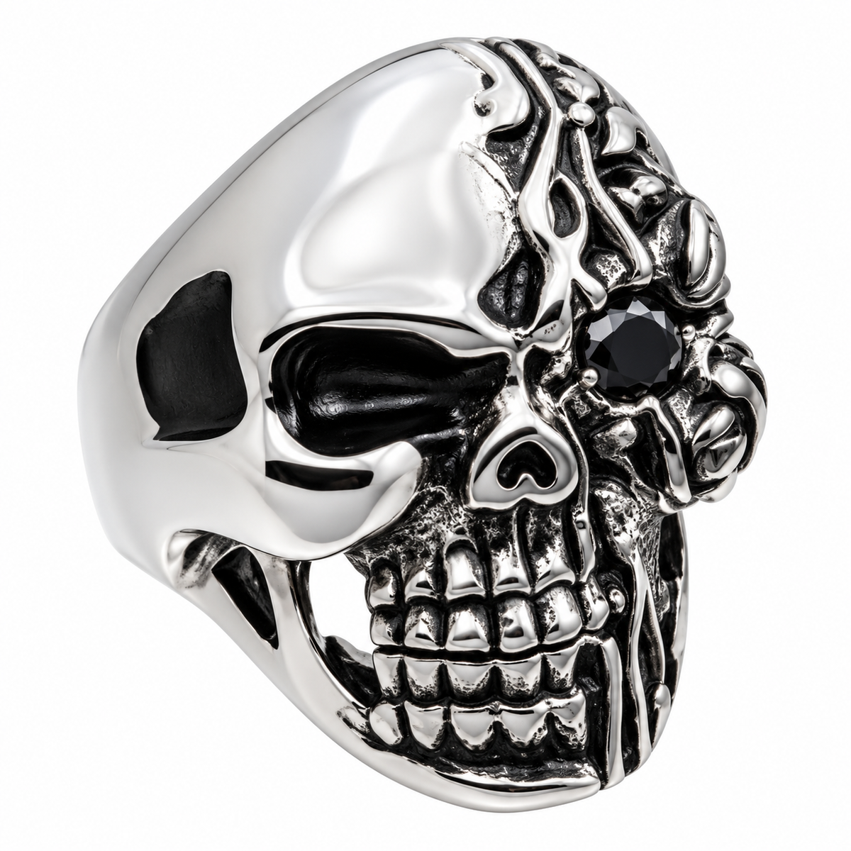 R176 Stainless Steel Half Face Biker Ring