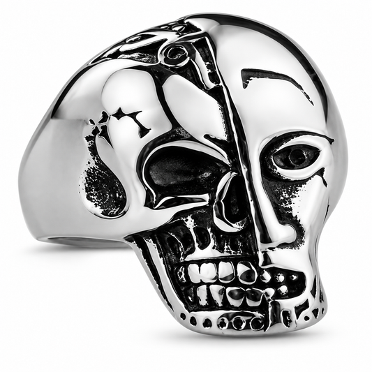 R181 Stainless Steel Terminator Skull Face Biker Ring