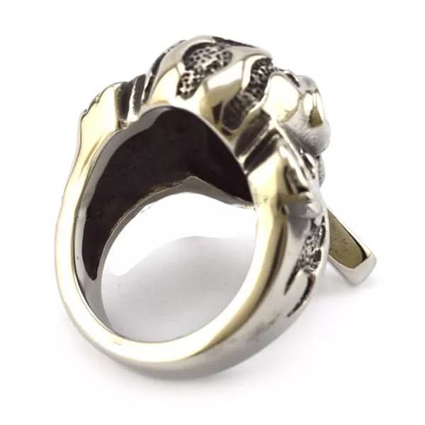 R31 Stainless Steel X Skull Biker Ring - view 3
