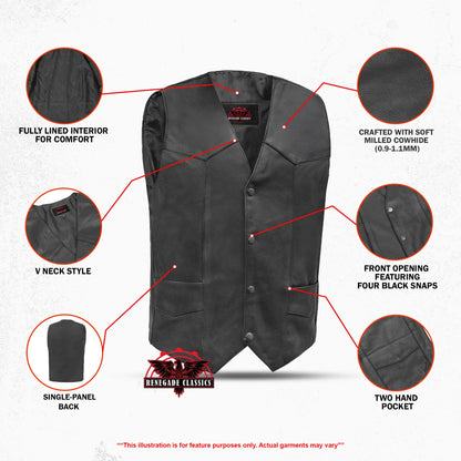 Men's Plain Side Economy Vest - Black - view 3