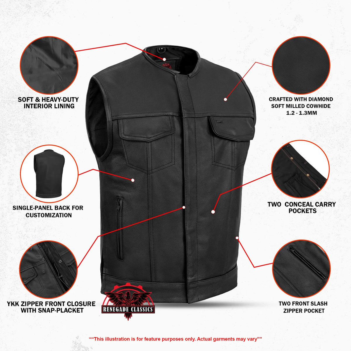 Eclipse Black Motorcycle Vest - Hidden Smart Access Pockets & Durable Lining - view 3