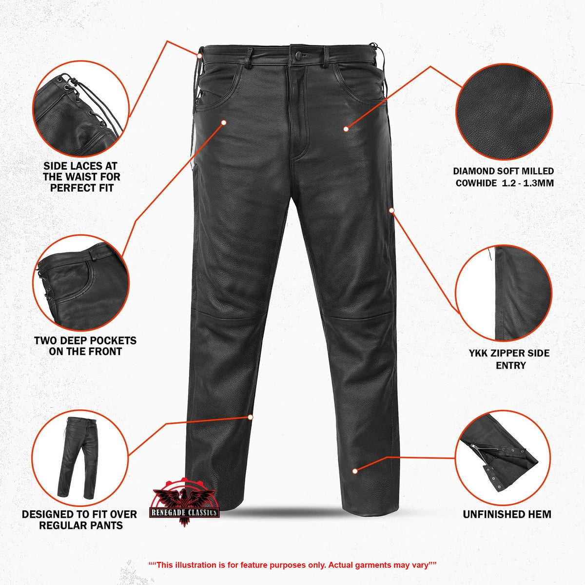 Road Rage Black leather motorcycle chaps - view 3
