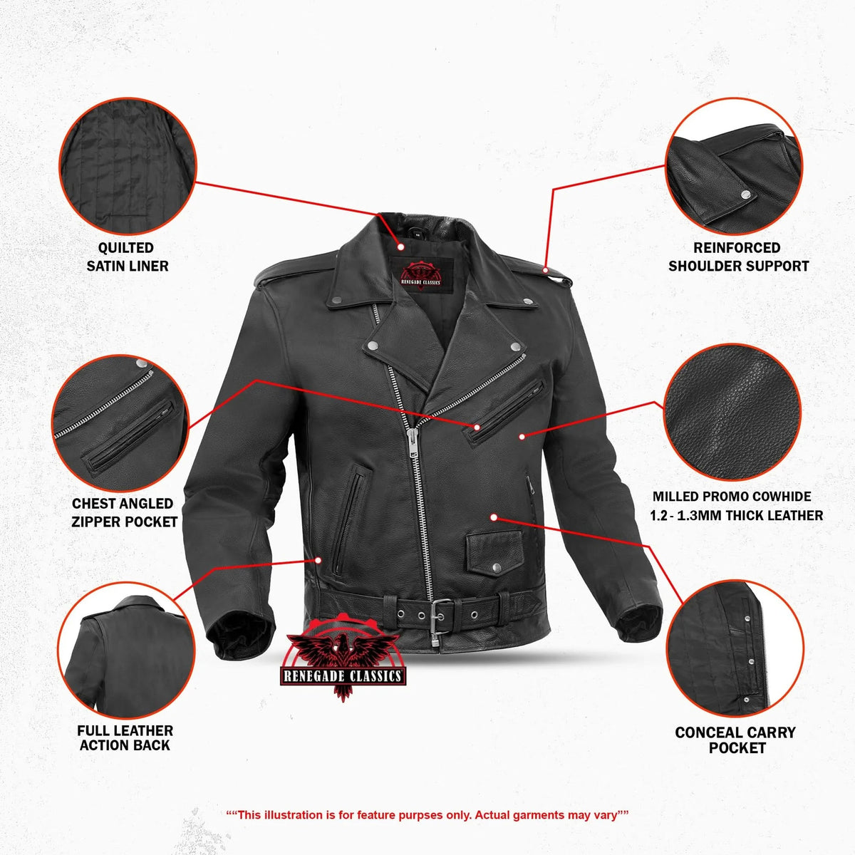 Dawn Rider Men's Premium Black Leather Motorcycle Jacket