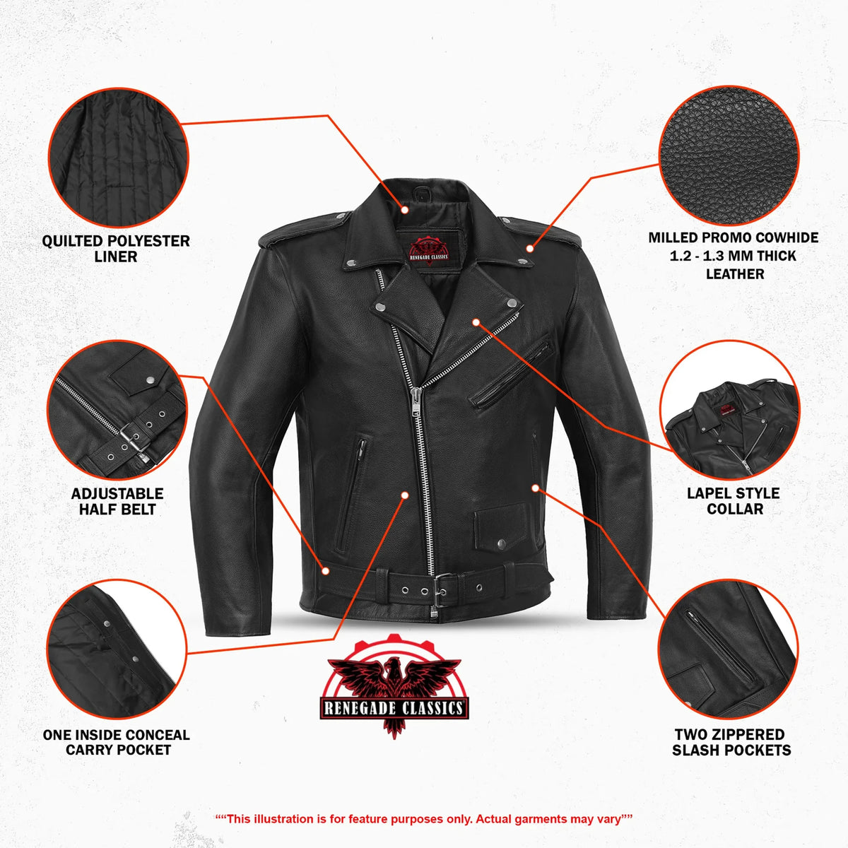 Dawn Rider Men's Premium Black Leather Motorcycle Jacket - view 6