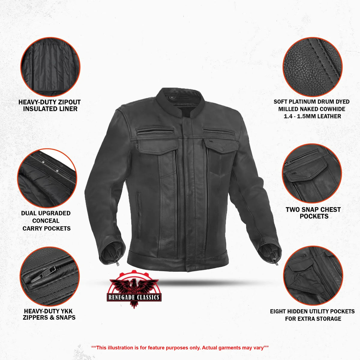 Men's Black Utility Style Motorcycle Jacket - view 2