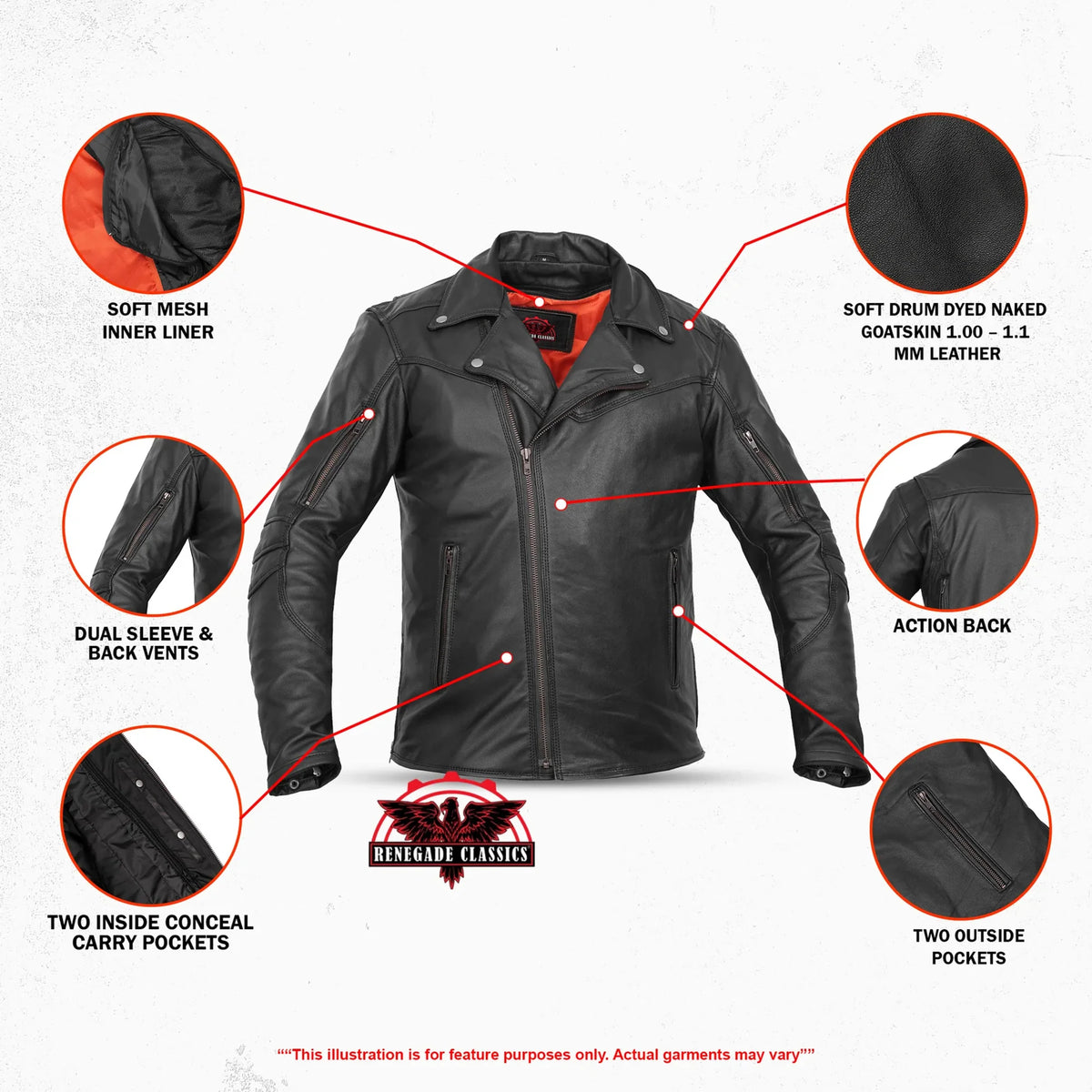 Black Speed Men's Motorcycle Leather Jacket  – Smart Access Pocket