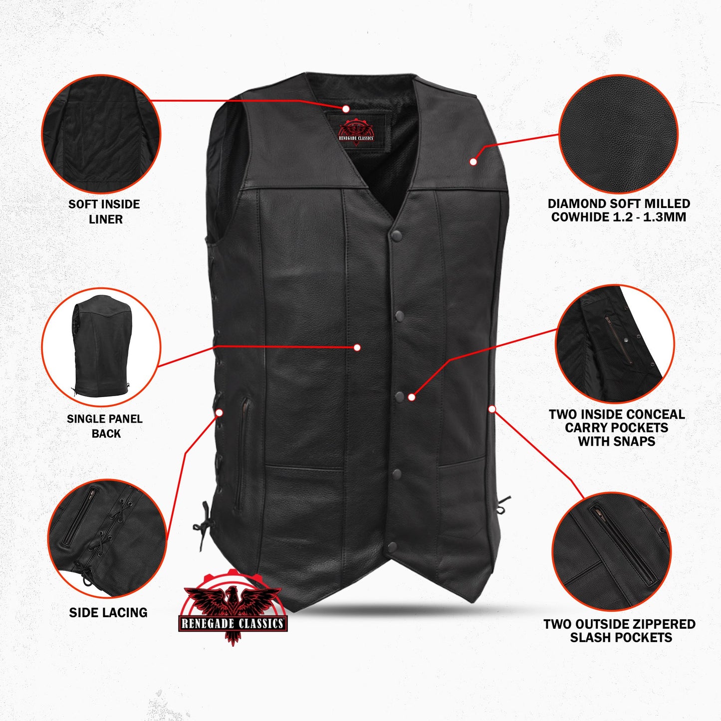 Men's Ten Pocket Utility Black Vest - TALL