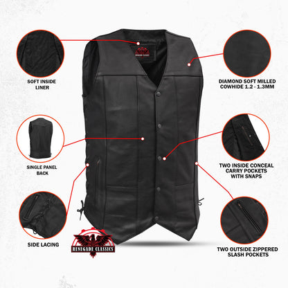 Men's Ten Pocket Utility Black Vest - TALL