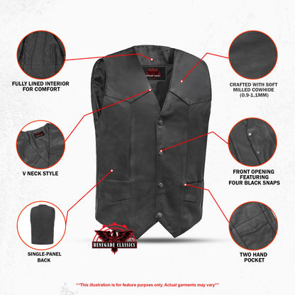 Men's Plain Side Economy Vest - Black