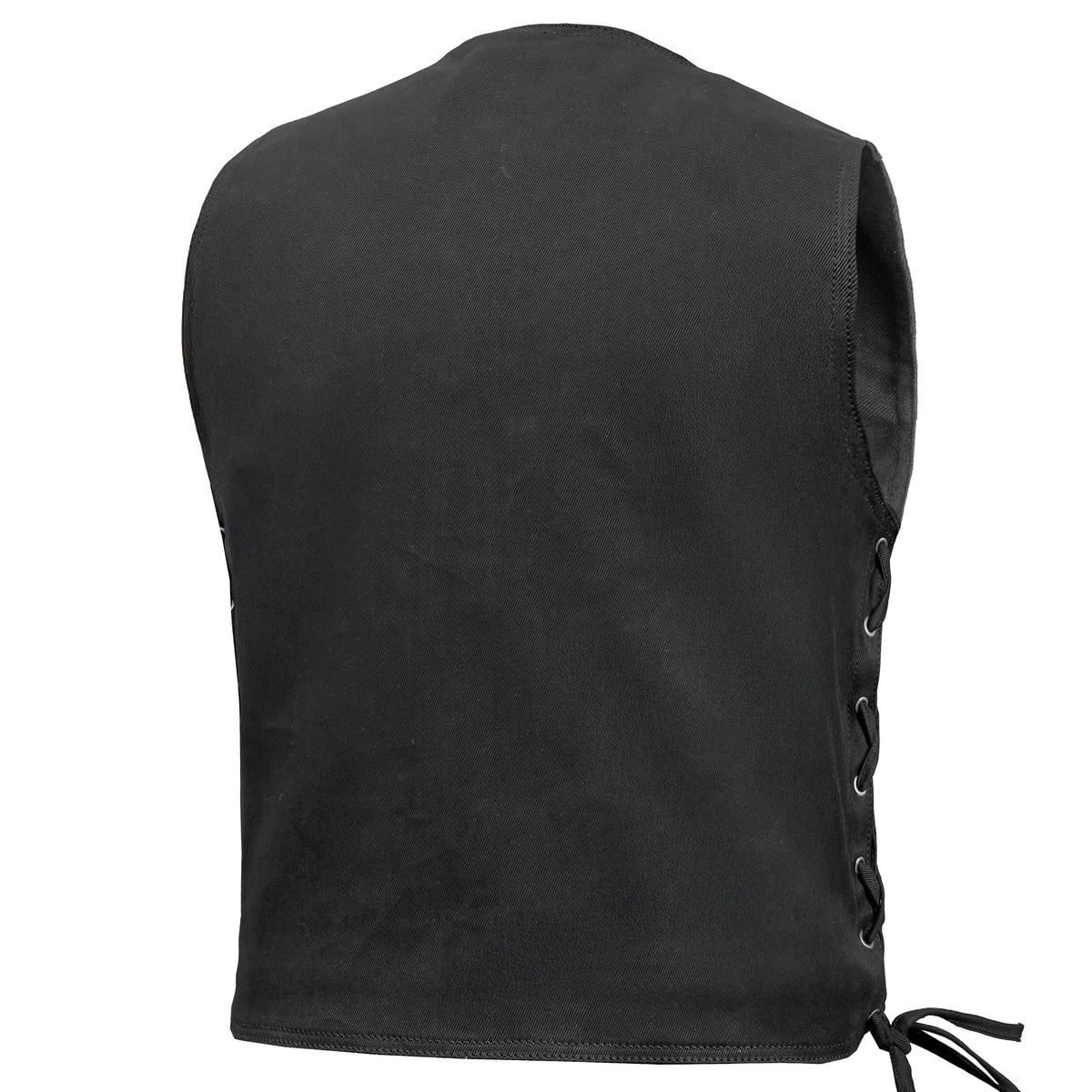 Men's Traditional Denim Motorcycle Vest with Side Laces – Smart Access Pockets - view 2