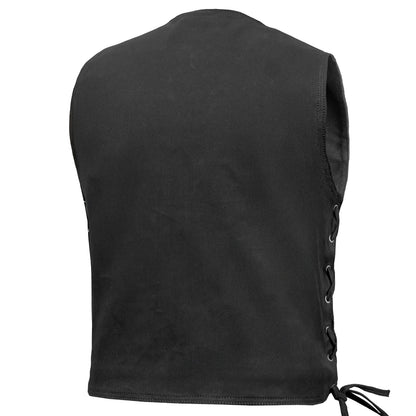 Men's Traditional Denim Motorcycle Vest with Side Laces – Smart Access Pockets - view 2