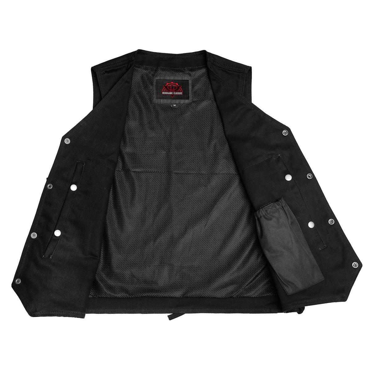 Men's Traditional Denim Motorcycle Vest with Side Laces – Smart Access Pockets - view 6