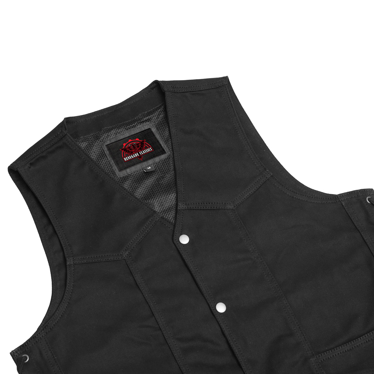 Men's Traditional Denim Motorcycle Vest with Side Laces – Smart Access Pockets - view 4