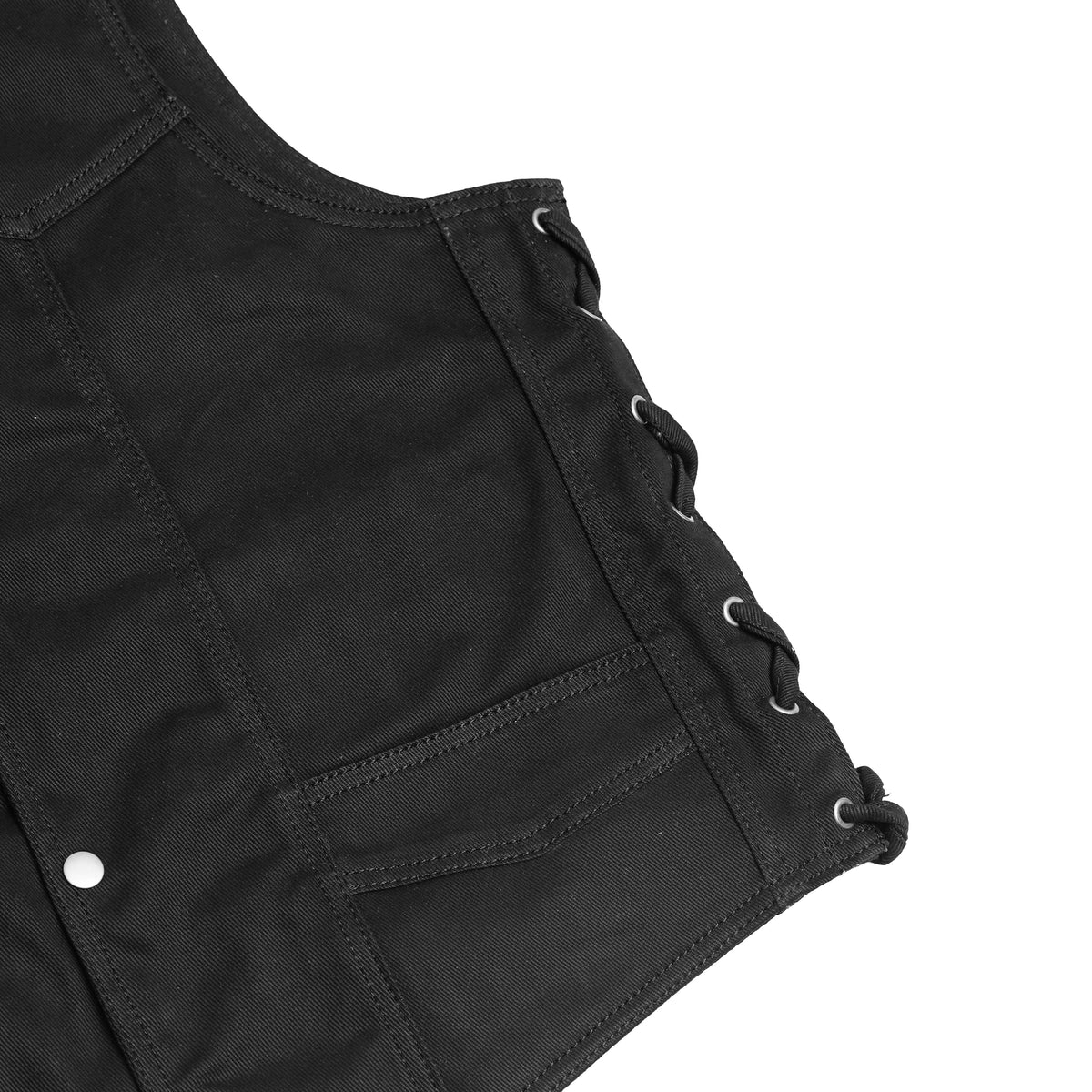 Men's Traditional Denim Motorcycle Vest with Side Laces – Smart Access Pockets - view 7