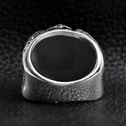 Fleur De Lis Black Stone Ring