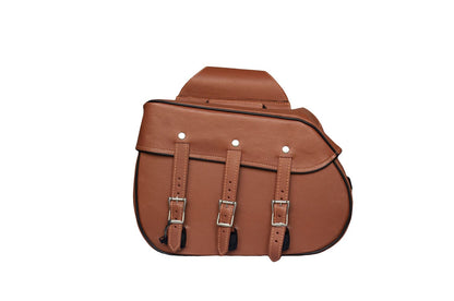 Genuine Premium Naked Brown Leather Concealed Carry Motorcycle Saddlebags