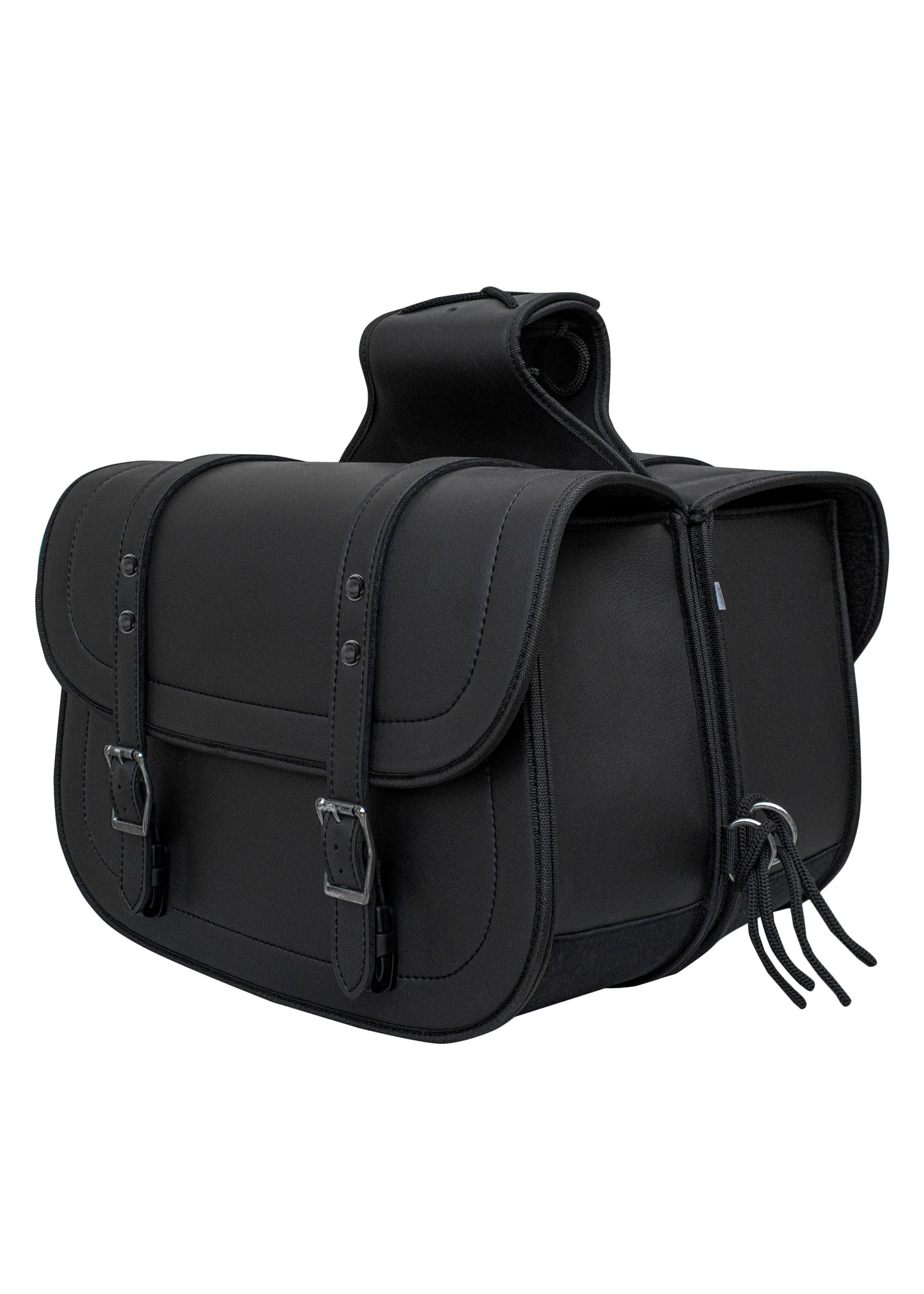 Dream Apparel Motorcycle Saddlebag Black PVC Classic Vintage Style, Weather-Resistant Saddlebag
