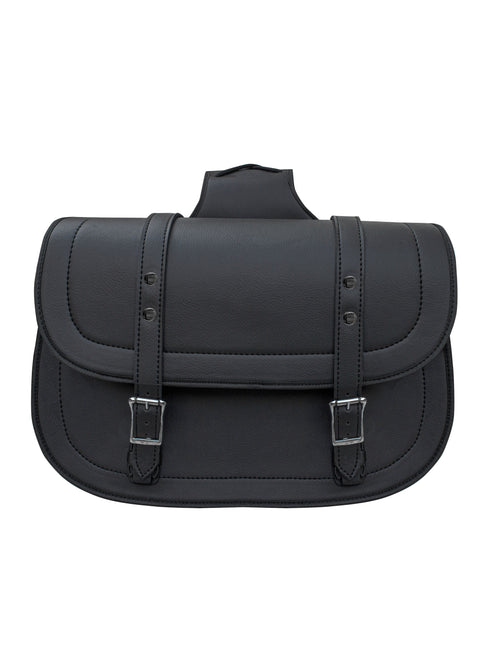 Dream Apparel Motorcycle Saddlebag Black PVC Classic Vintage Style, Weather-Resistant Saddlebag