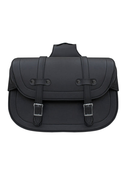 Dream Apparel Motorcycle Saddlebag Black PVC Classic Vintage Style, Weather-Resistant Saddle bag
