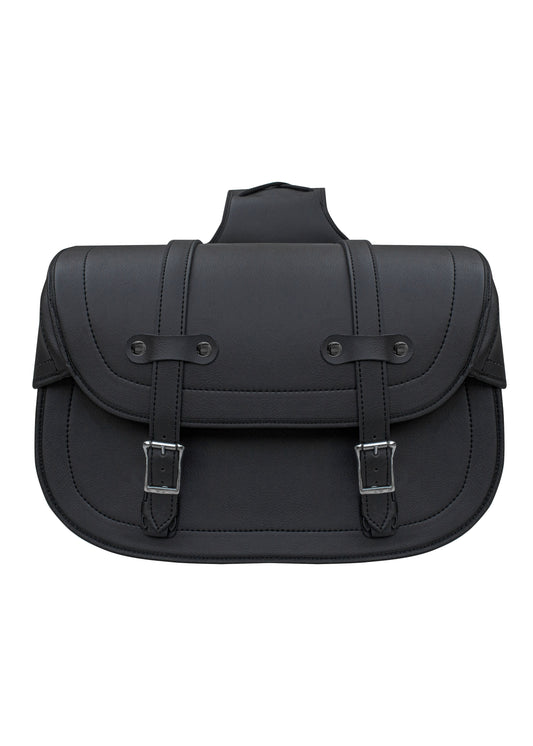Dream Apparel Motorcycle Saddlebag Black PVC Classic Vintage Style, Weather-Resistant Saddle bag