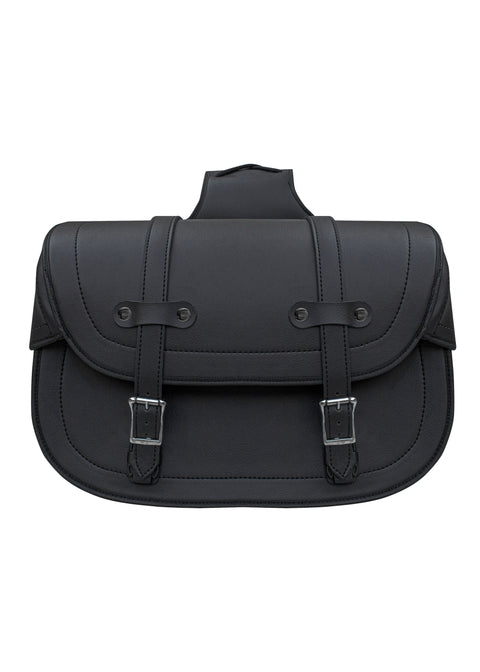 Dream Apparel Motorcycle Saddlebag Black PVC Classic Vintage Style, Weather-Resistant Saddle bag