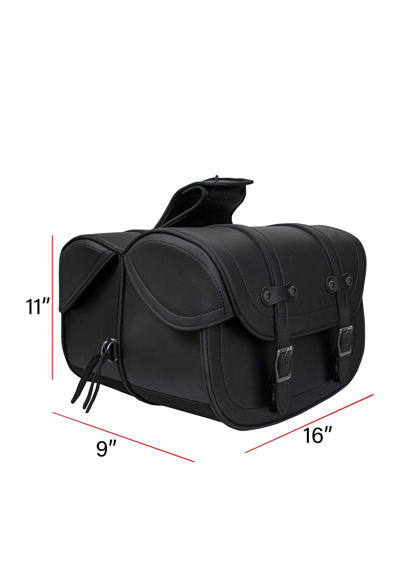 Dream Apparel Motorcycle Saddlebag Black PVC Classic Vintage Style, Weather-Resistant Saddle bag