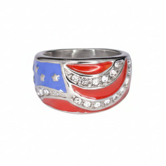 SK1006 Ladies American Flag Ring Stainless Steel Patriotic Jewelry