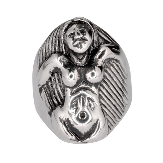SK1020  Naked Lady With Long Hair Stainless Steel Motorcycle Jewelry  Size 9-14