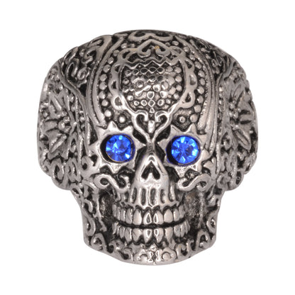 SK1062  Ladies Blue Eyed Tribal Tattoo Skull Ring Stainless Steel  Motorcycle Jewelry