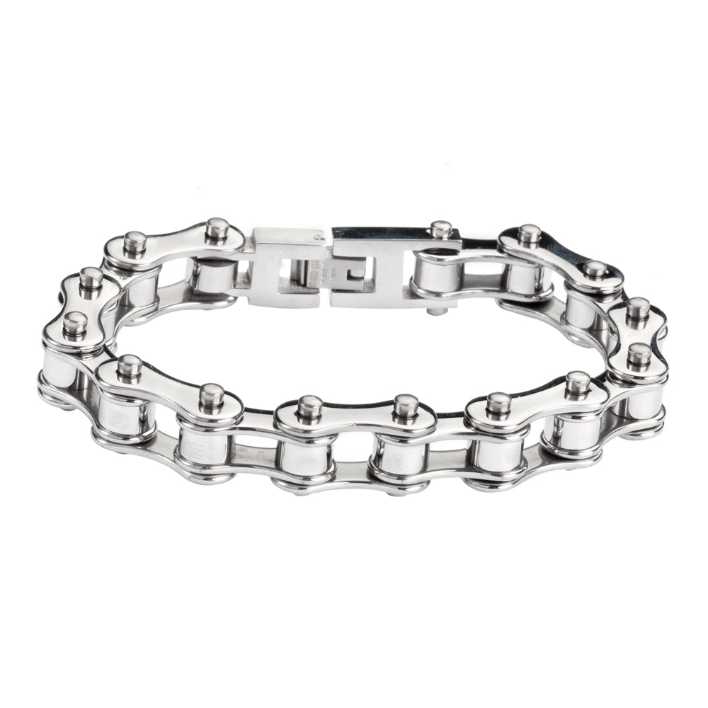 SK1123 All Stainless 1/2" Wide Original Design Unisex Stainless Steel Motorcycle Chain Bracelet