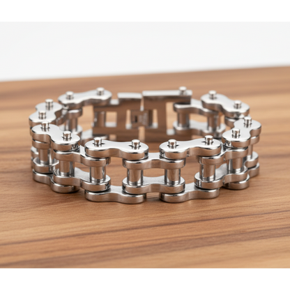 SK1177 All Stainless 1" Wide THICK LINK Men's Stainless Steel Motorcycle Chain Bracelet