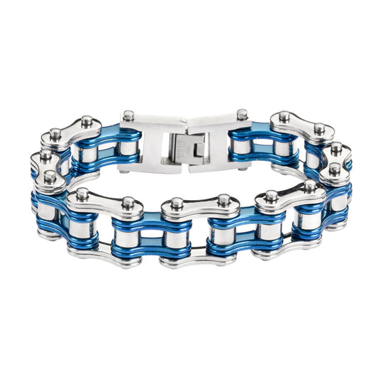 SK1240 Two Tone Silver Candy Blue Bracelet