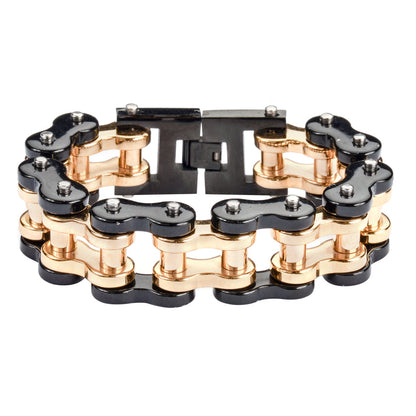 SK1257 Black Gold Thick Link Bracelet