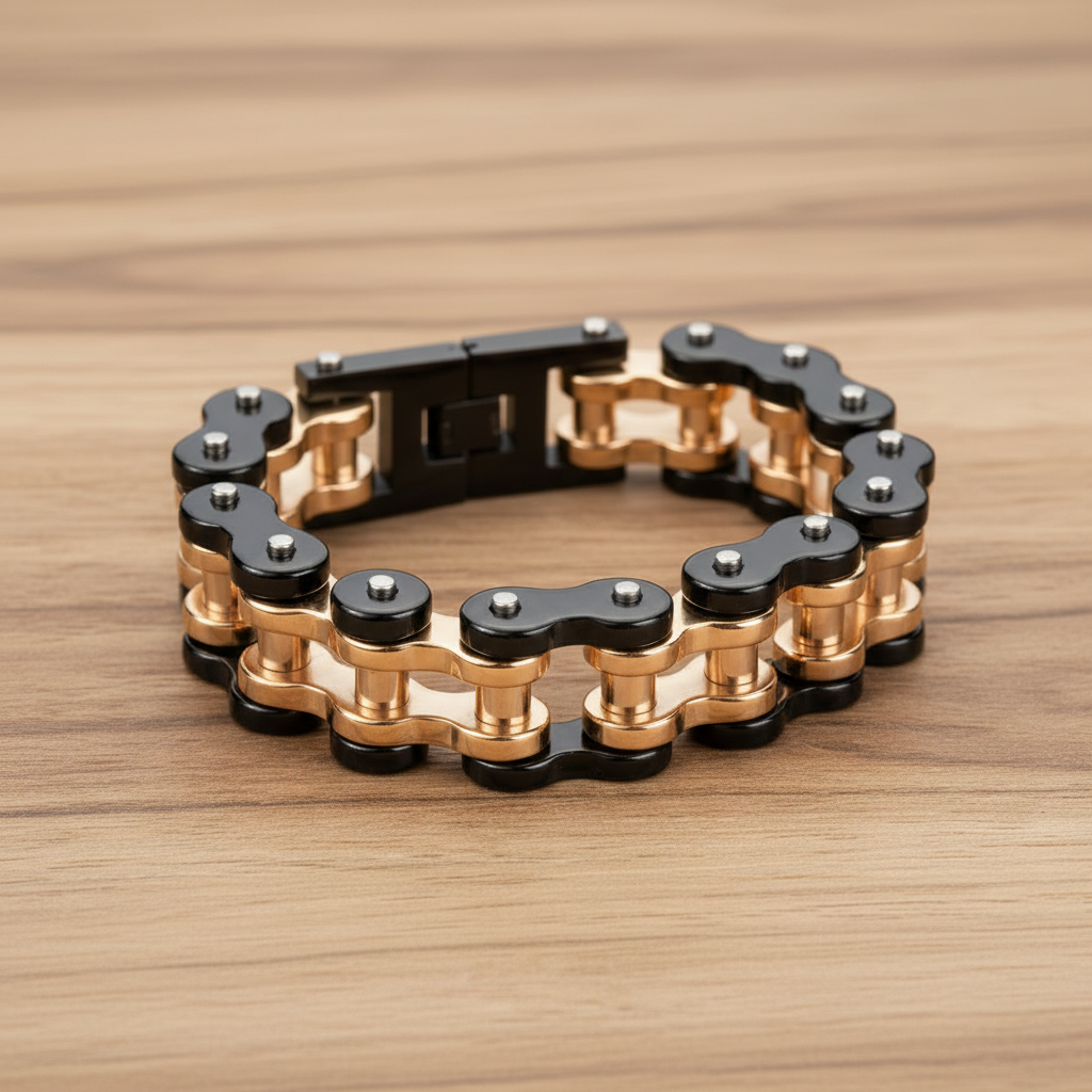 SK1257 Black Gold Thick Link Bracelet