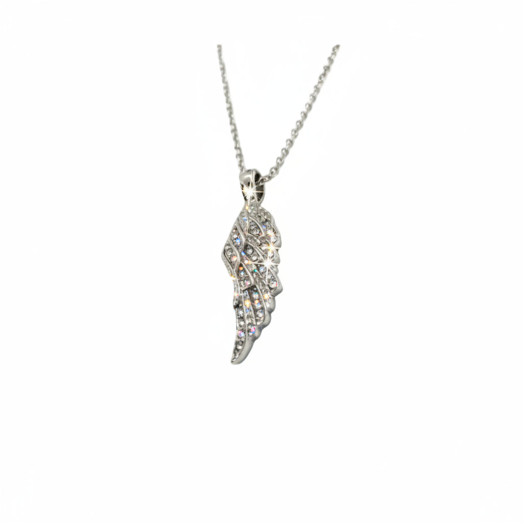 Women’s Angel Wing Crystal Necklace – Stainless Motorcycle Jewelry
