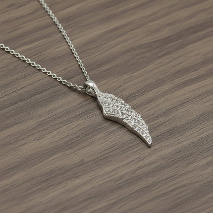Women’s Angel Wing Crystal Necklace – Stainless Motorcycle Jewelry