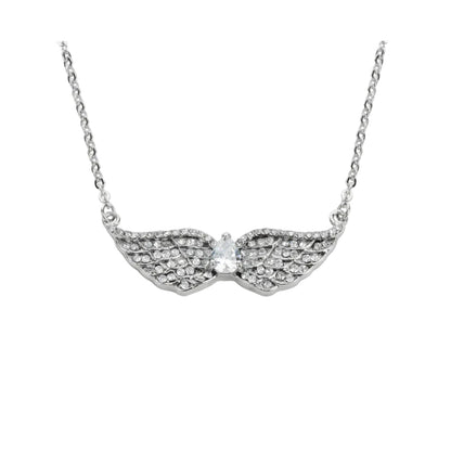 Women’s Double Angel Wing Necklace – Pear Crystal Motorcycle Jewelry