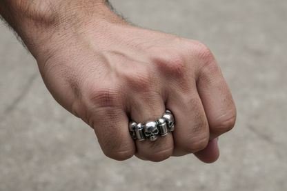 SK1741  Gents Skull & Bullet Ring Stainless Steel Motorcycle Jewelry  Size 9-16