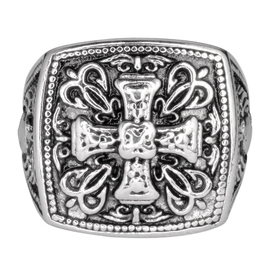 SK1750  Gents Greek Cross Ring Stainless Steel Motorcycle Jewelry  Size 9-14