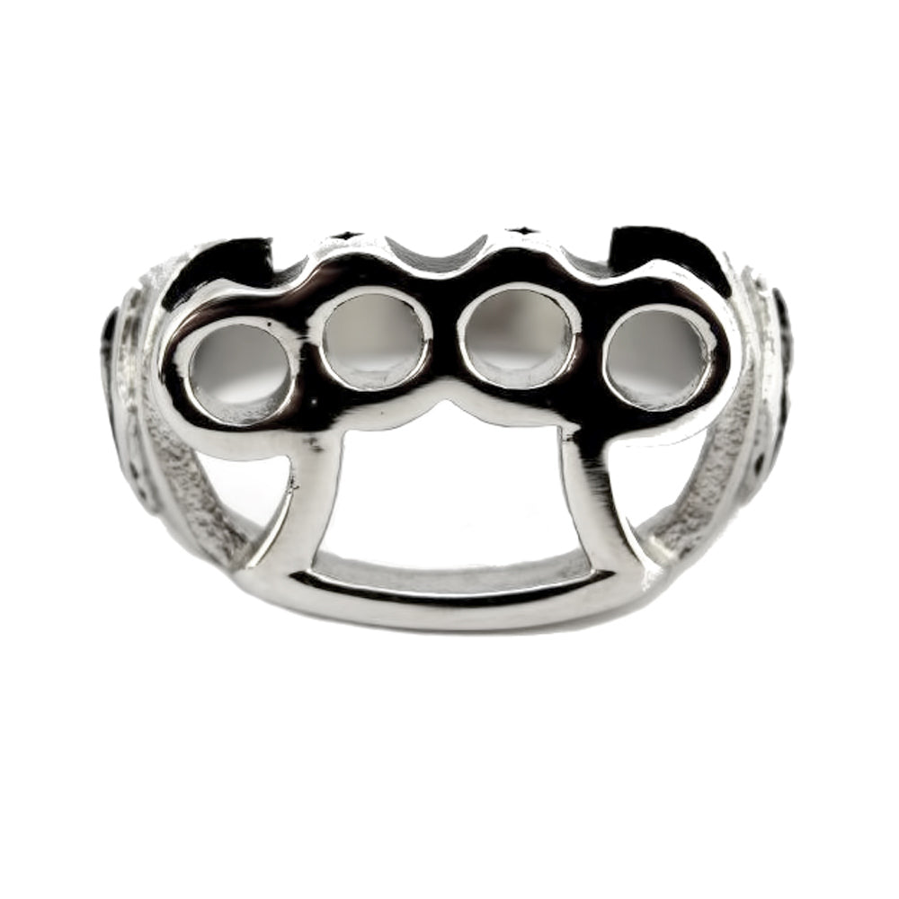 SK2232 Gents Brass Knuckles Ring Stainless Steel Motorcycle Jewelry Size 9-15